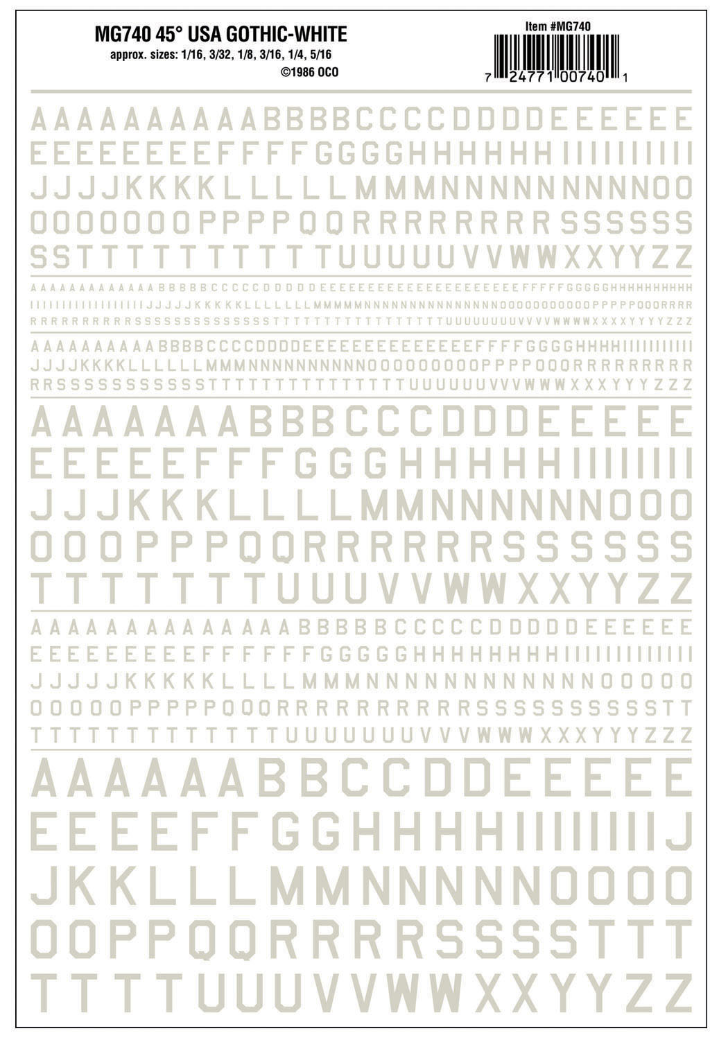 WMG740 Buchstaben amerikanischer Typ, weiß