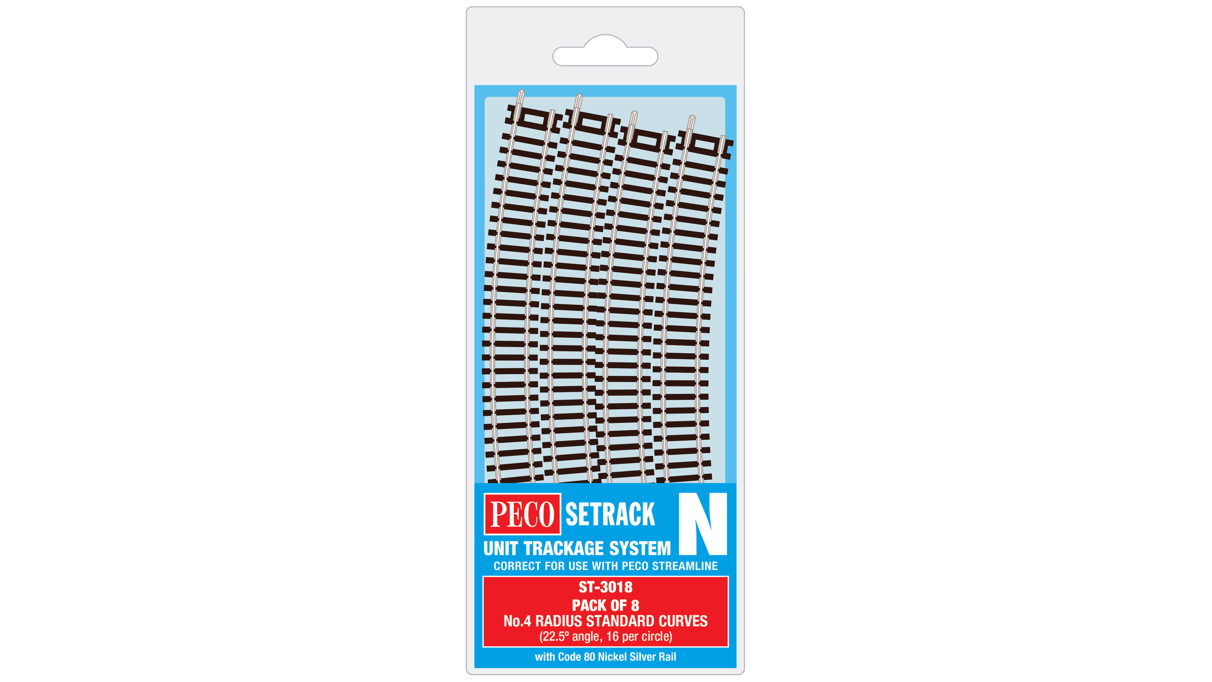 ST3018 C80 Gleis gebogen R4 - 333,4 mm, 22,5°