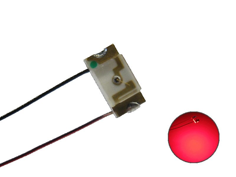 50231 LED SMD 1206 mit Kupferlackdraht rot