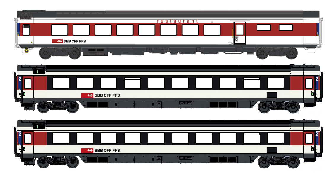 97034DC SBB EC 8/9 Personenwagen-Set Ep.6