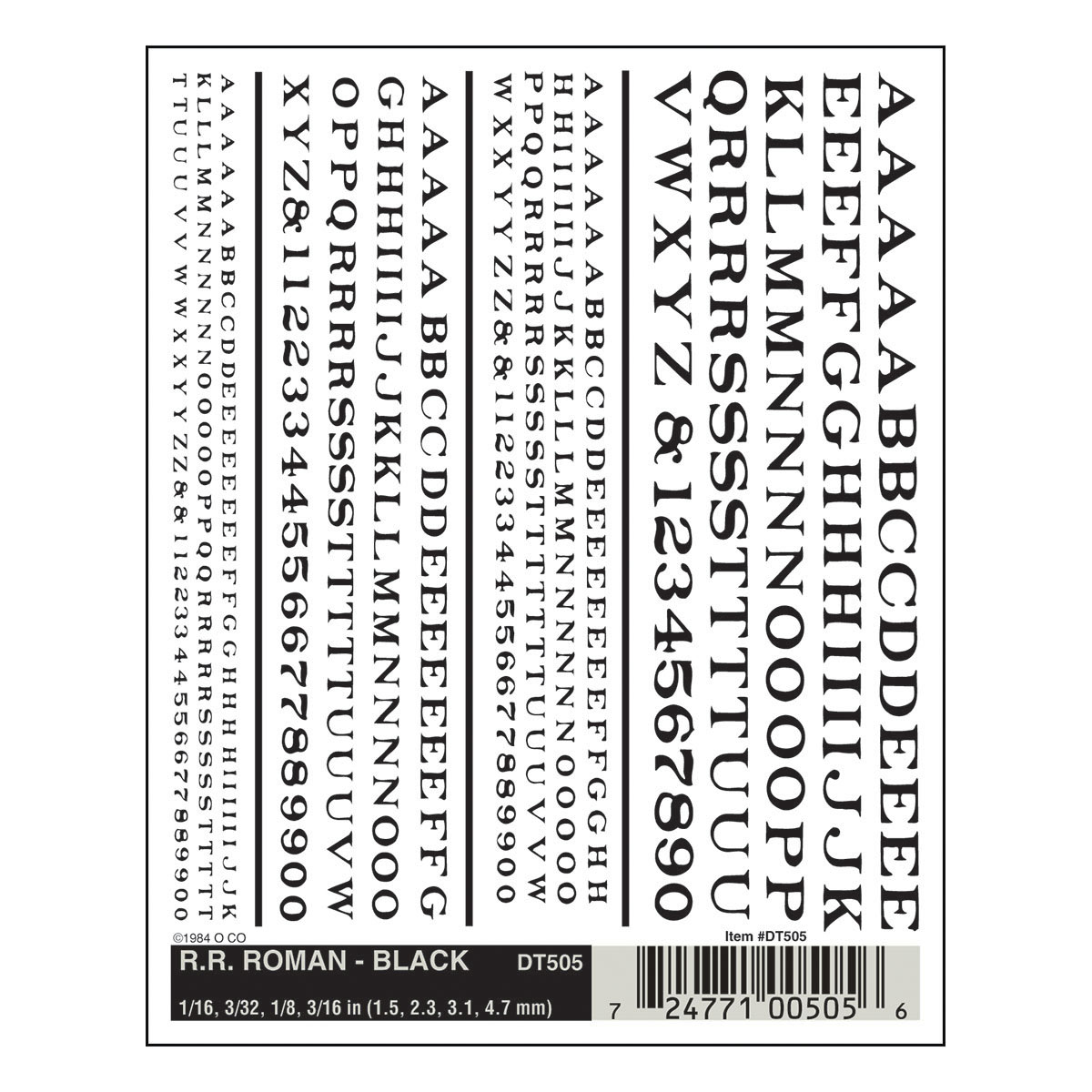 WDT505 Schwarze Buchstaben & Zahlen
