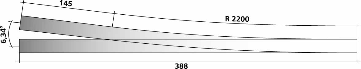 85347 Hand-Weiche links 6,3° R 2200 , L=388mm