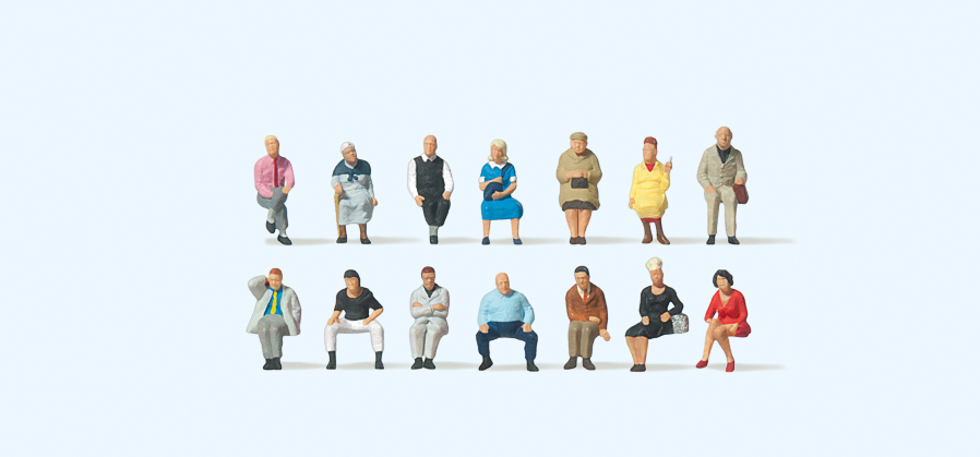 Preiser 79199 Sitzende Reisende. 14 Miniaturfiguren
