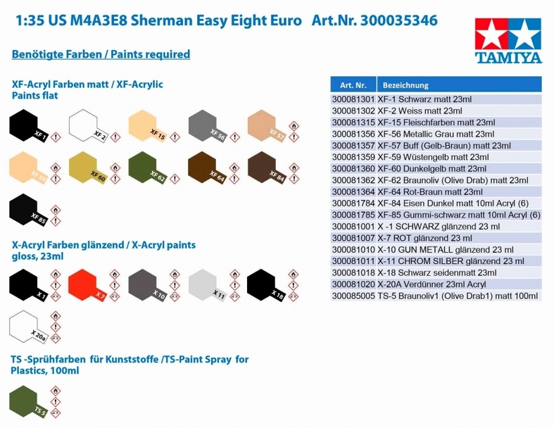 Tamiya 35346 US M4A3E8 Sherman Easy Eight Euro