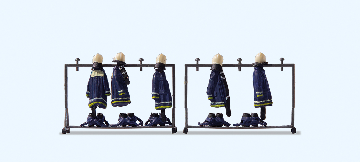 Preiser 17719 Blaue Feuerwehruniformen auf zwei Stände