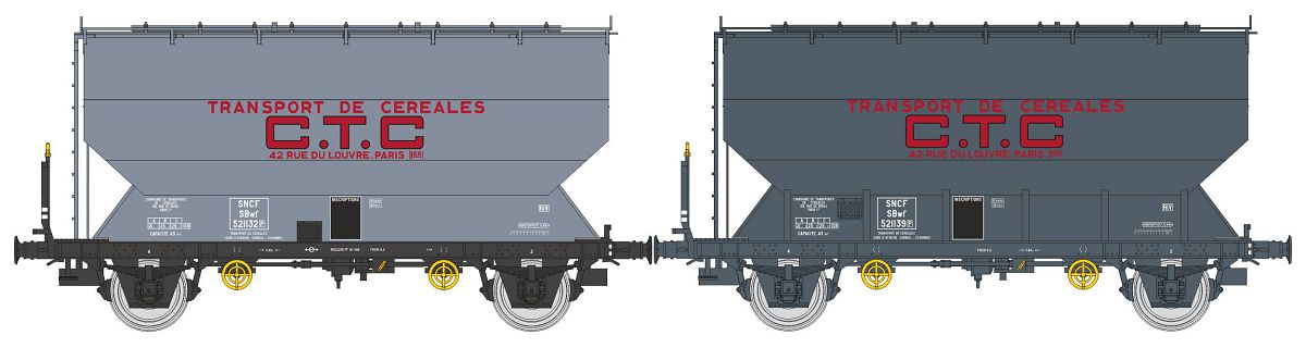 REE Modeles WB-887 SNCF CTC Getreidewagen-Set 2-tlg. Ep.3