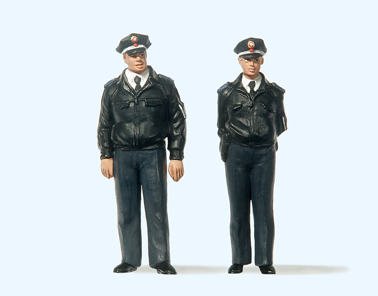 Preiser 63101 Polizisten stehend. Blaue Uniform. BRD