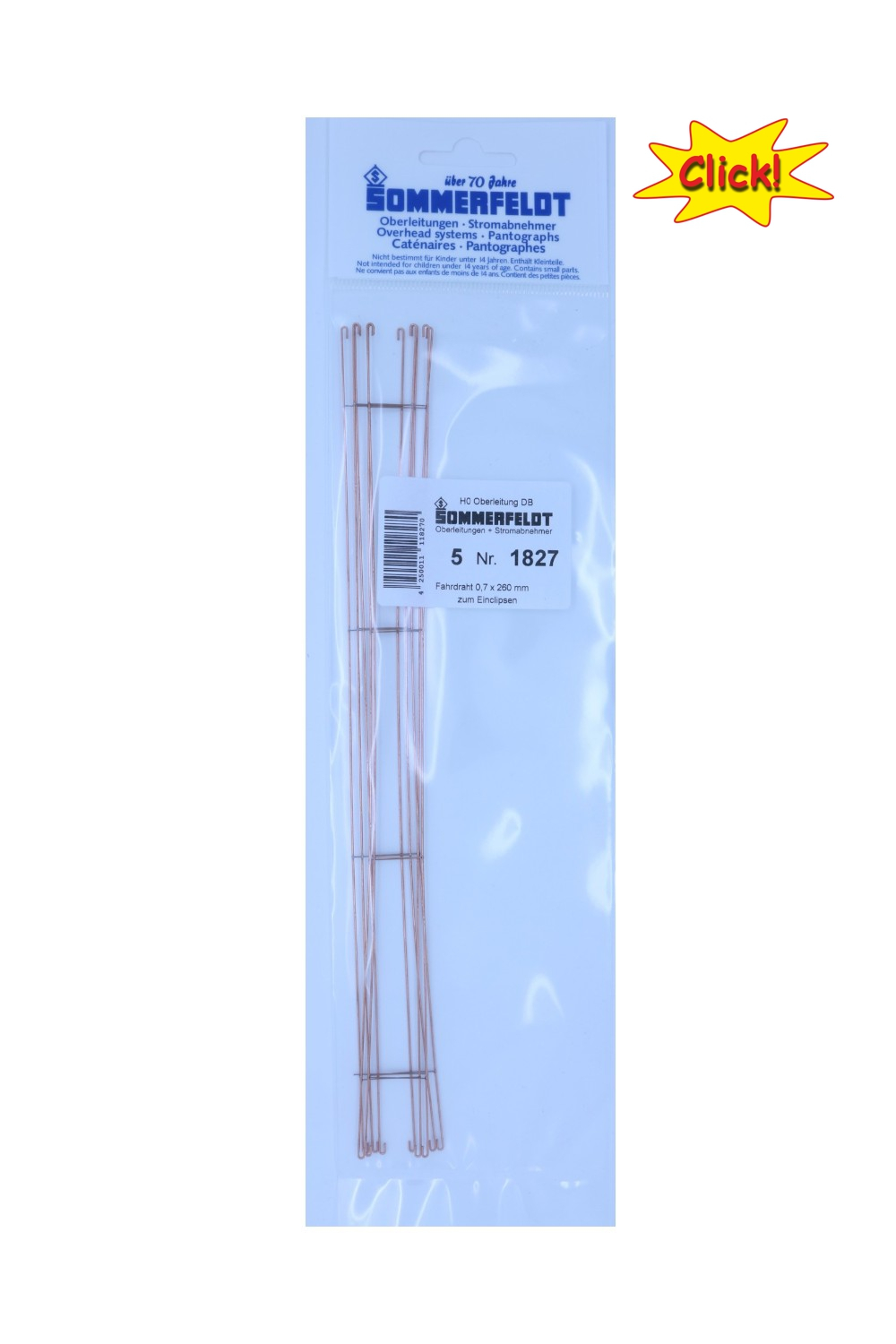 1827 Fahrdraht verkupfert 0,7 x 260 mm Click