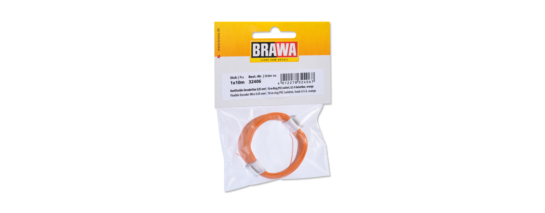 32406 Litze einadrig, orange 0,05 mm² 10 m