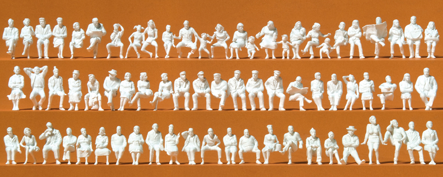 Preiser 16358 Sitzende Personen. 72 unbemalte Miniatur
