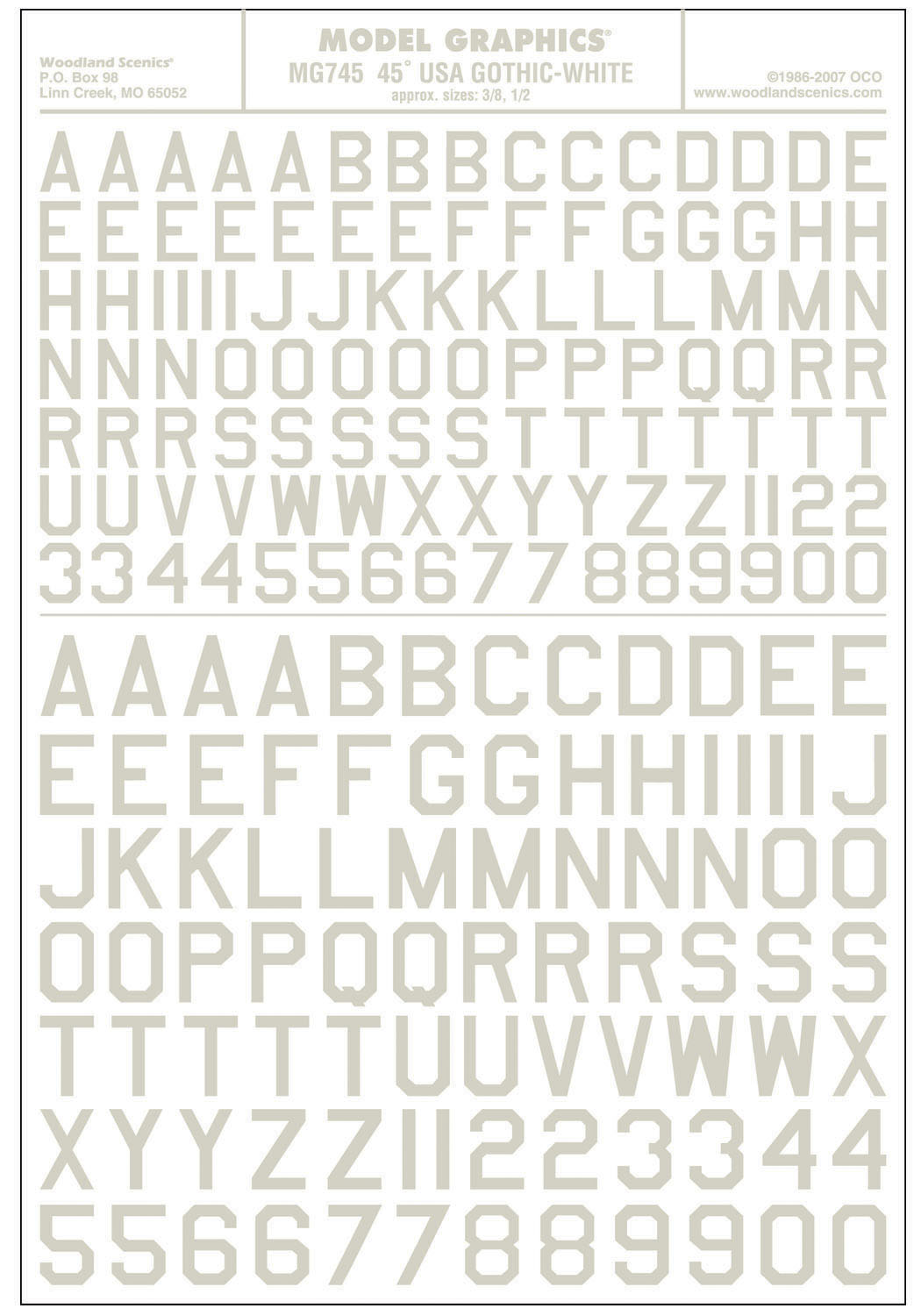 WMG745 Buchstaben & Zahlen amerikanischer Typ