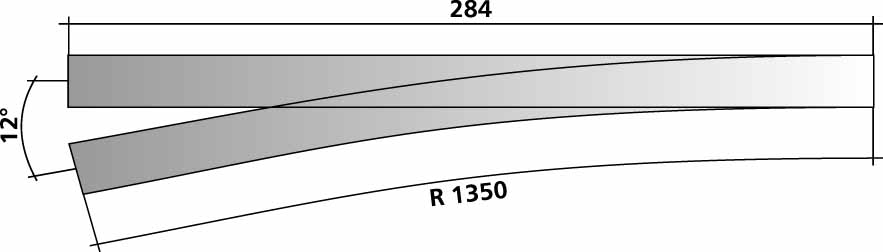 85353 Hand-Weiche rechts 12° R 1350 , L=284mm