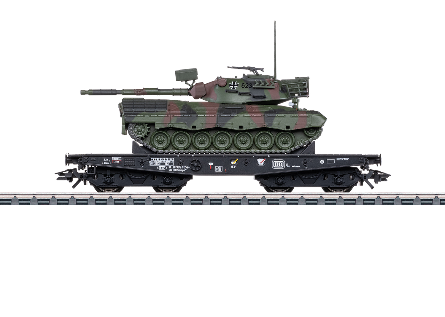 Märklin 48877 DB Schwerlastwg. Rlmmps mit Leo1A1 Ep.4