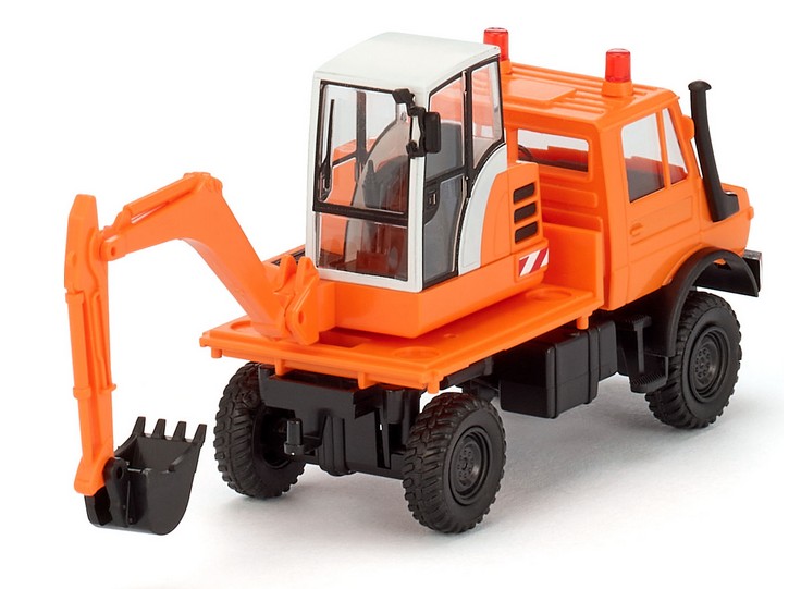 Wiking 064704 Unimog mit Bagger kommunal