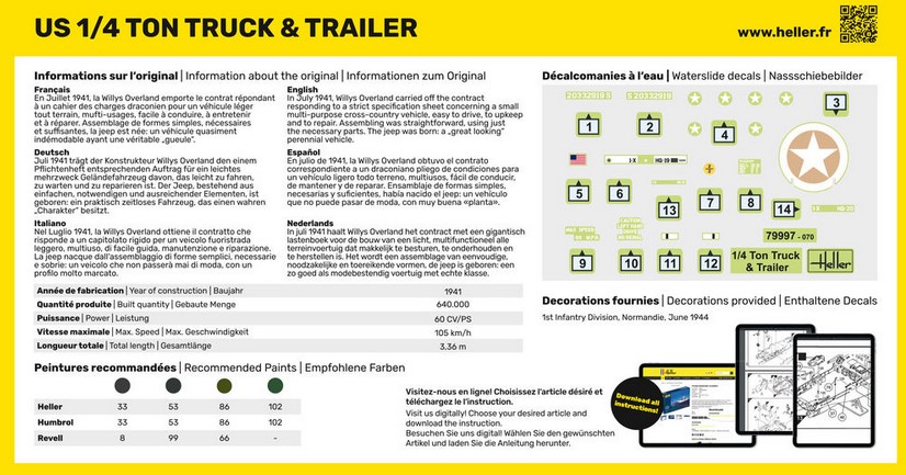 79997 Willys MB Jeep & Trailer