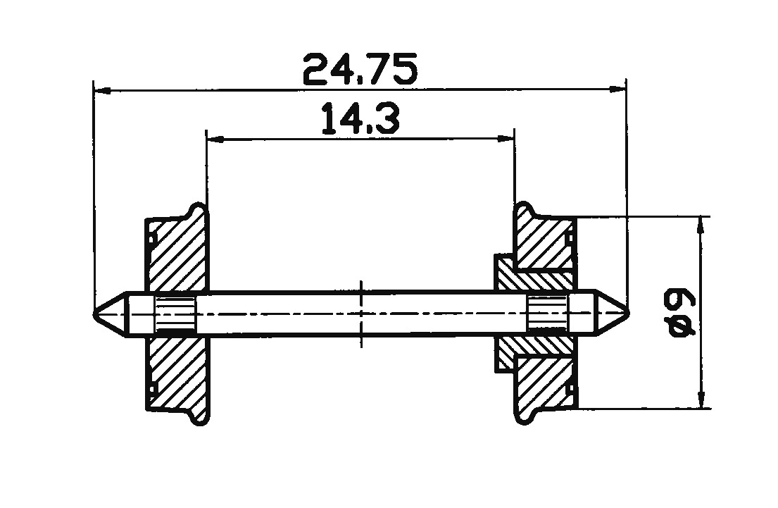 Roco 40266 RP-25-Radsatz 9x24,75 mm