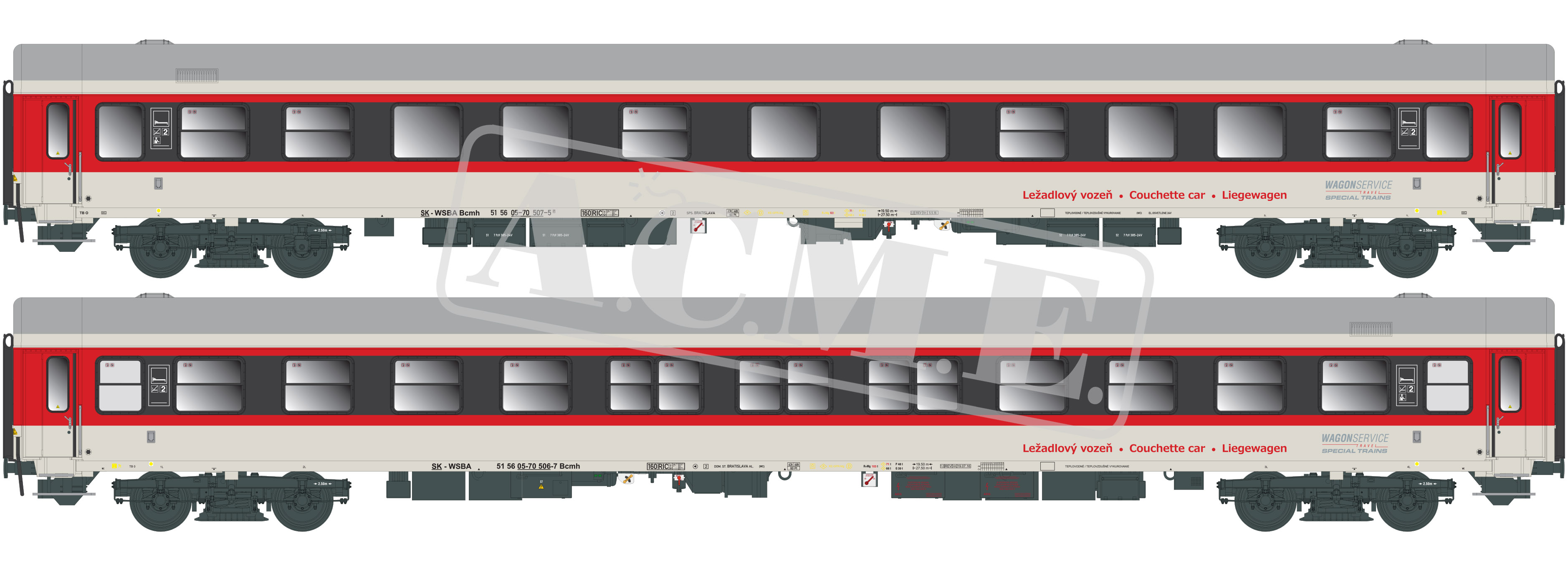 55395 WSB- Liegewagen-Set Bcmh 2-tlg. Eo,6