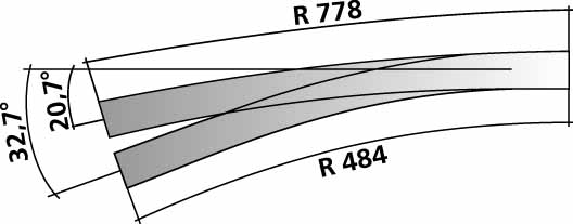 Tillig 85314 Hand-Innenbogenweiche links 20,7°/32,7°