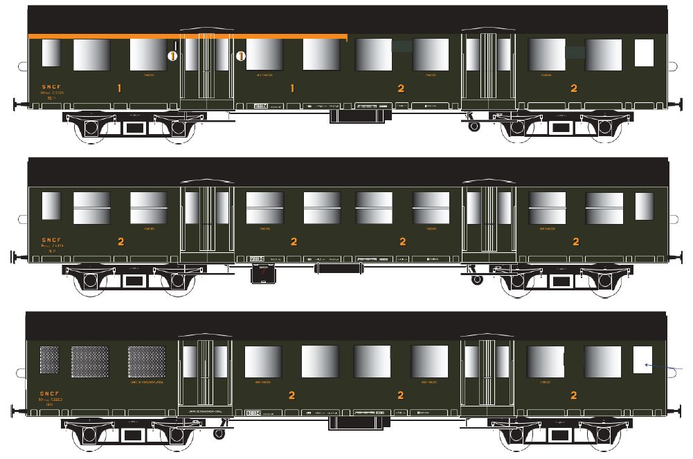 E41.33.08 SNCF Personenwagen-Set 3tlg ROMILLY Ep.3