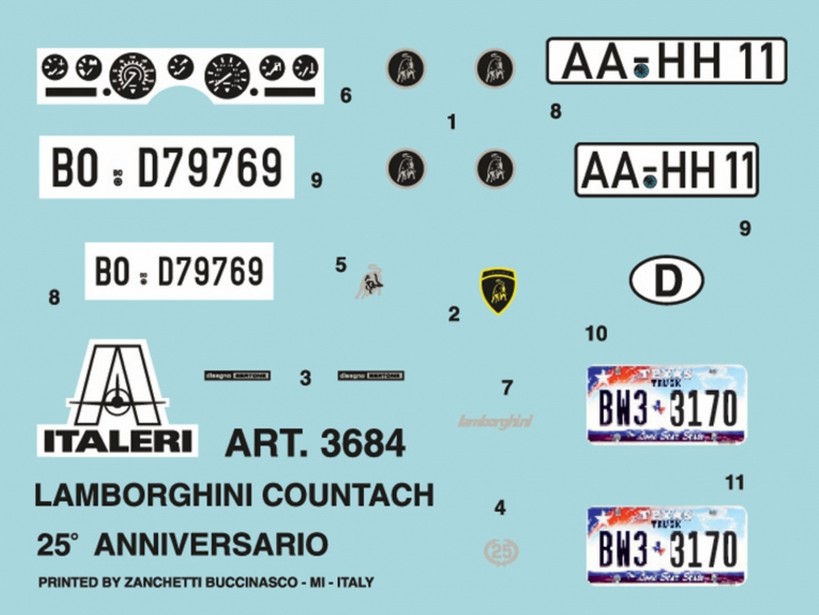 Italeri 3684 Lamborghini Countach 5000 - 25th Anniv.