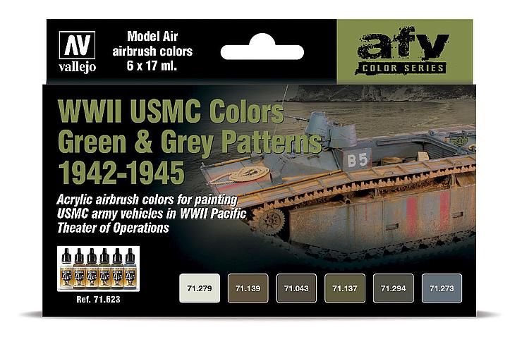 71623 Farbset: WWII USMC, Grün & Grau 6x17ml