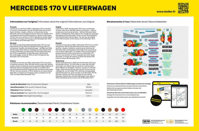 Heller 56736 STARTER KIT MB 170 Lieferwagen