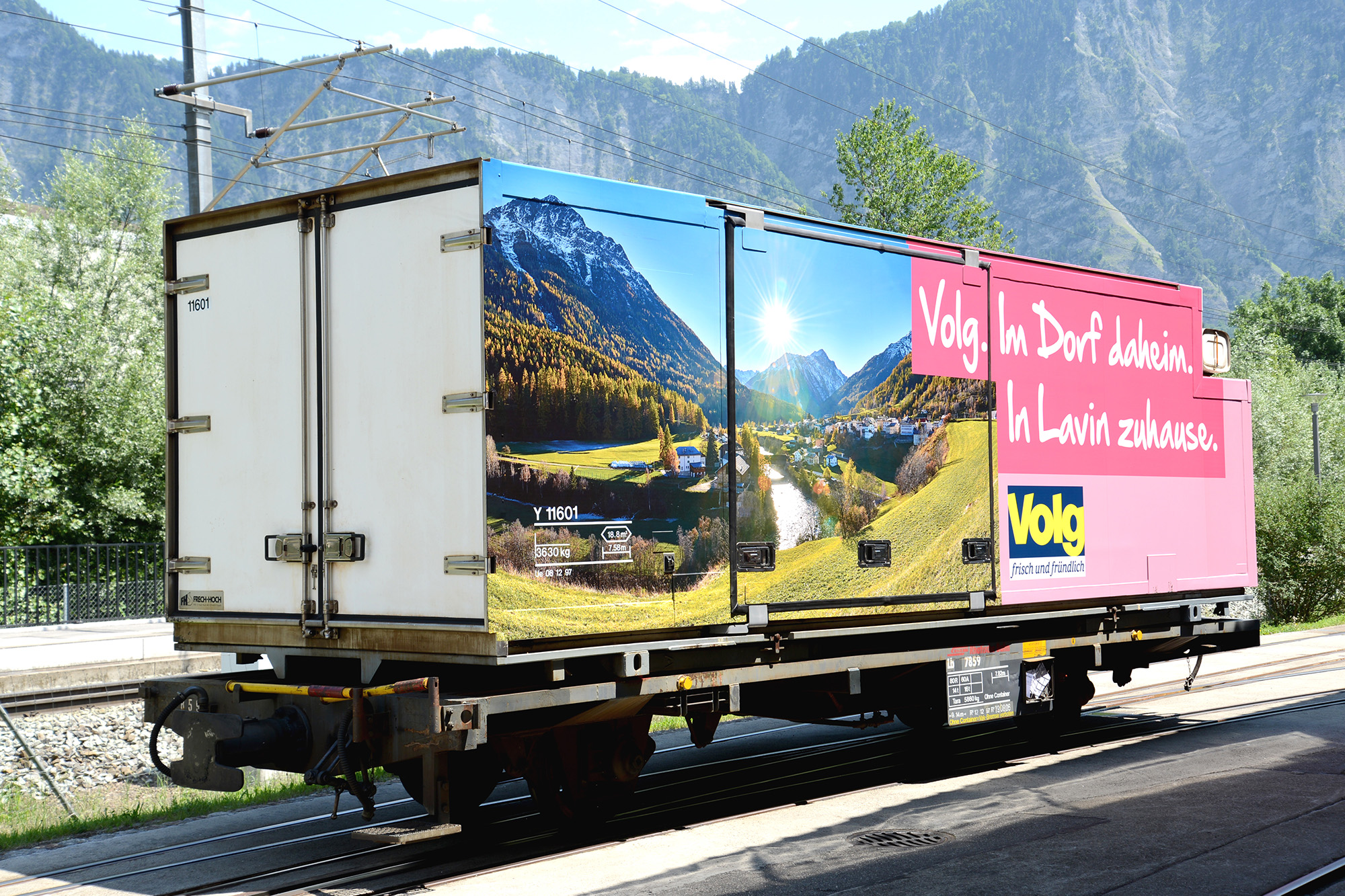 Bemo 9469169 RhB Lb 7859 Tragwagen mit Volg-Contain