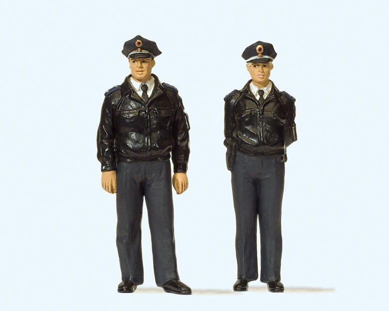 Preiser 44909 Polizisten stehend. Blaue Uniform. BRD