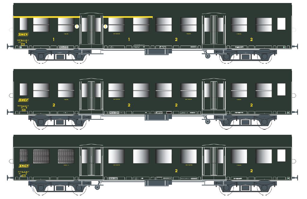 E41.33.05 SNCF Personenwagen-Set 3tlg ROMILLY Ep.4