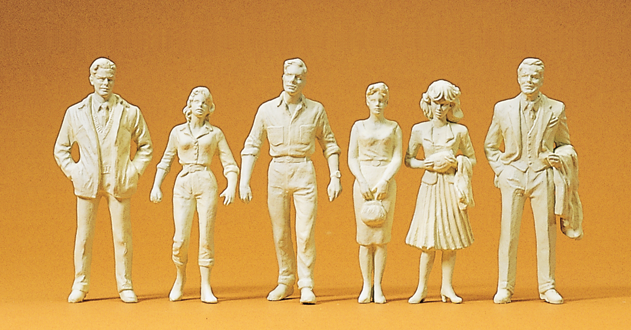 Preiser 45178 Passanten. 6 unbemalte Figuren. Bausatz