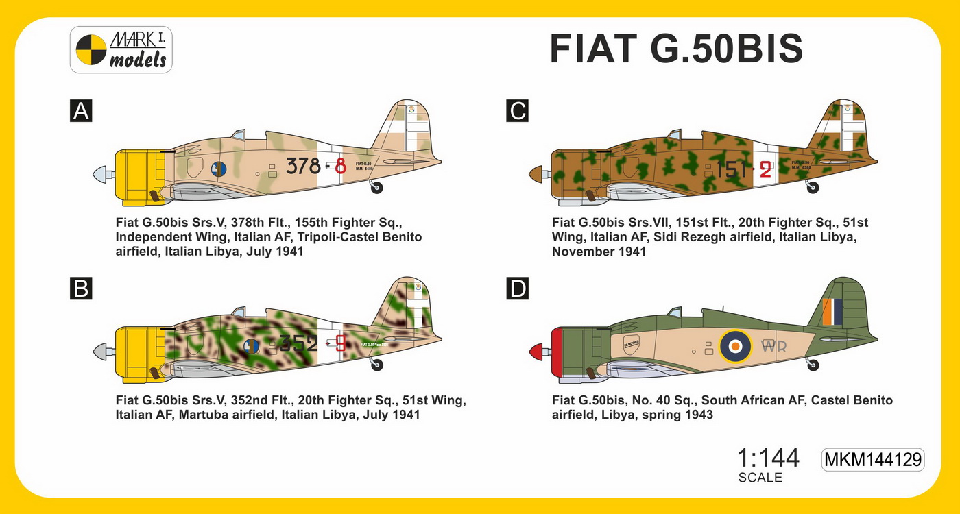 Mark 1 MKM144129 Fiat G.50bis 'In Africa' - 2in1 = 2 kit
