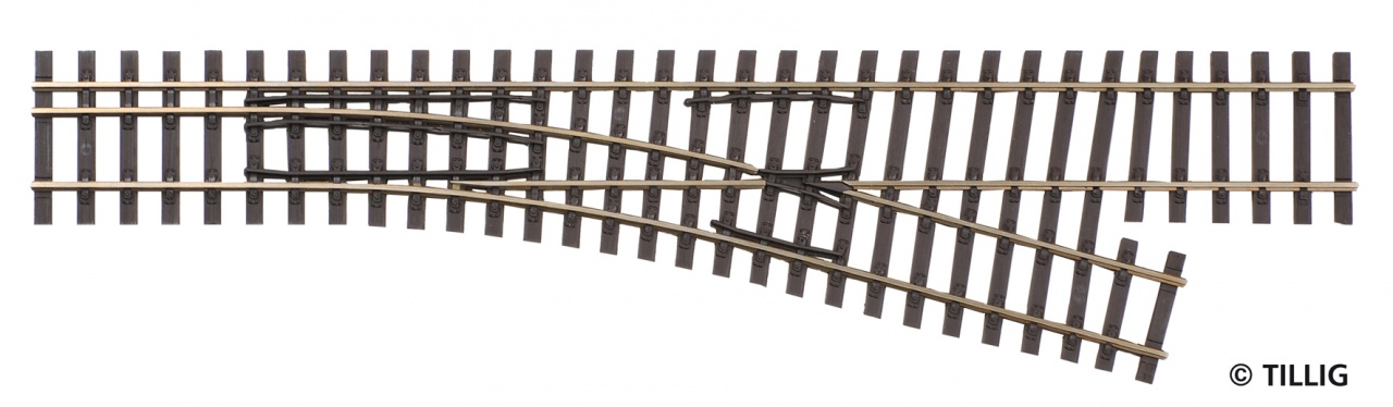 85183 Abzweig rechts H0-H0m, L=228 mm 15° R363