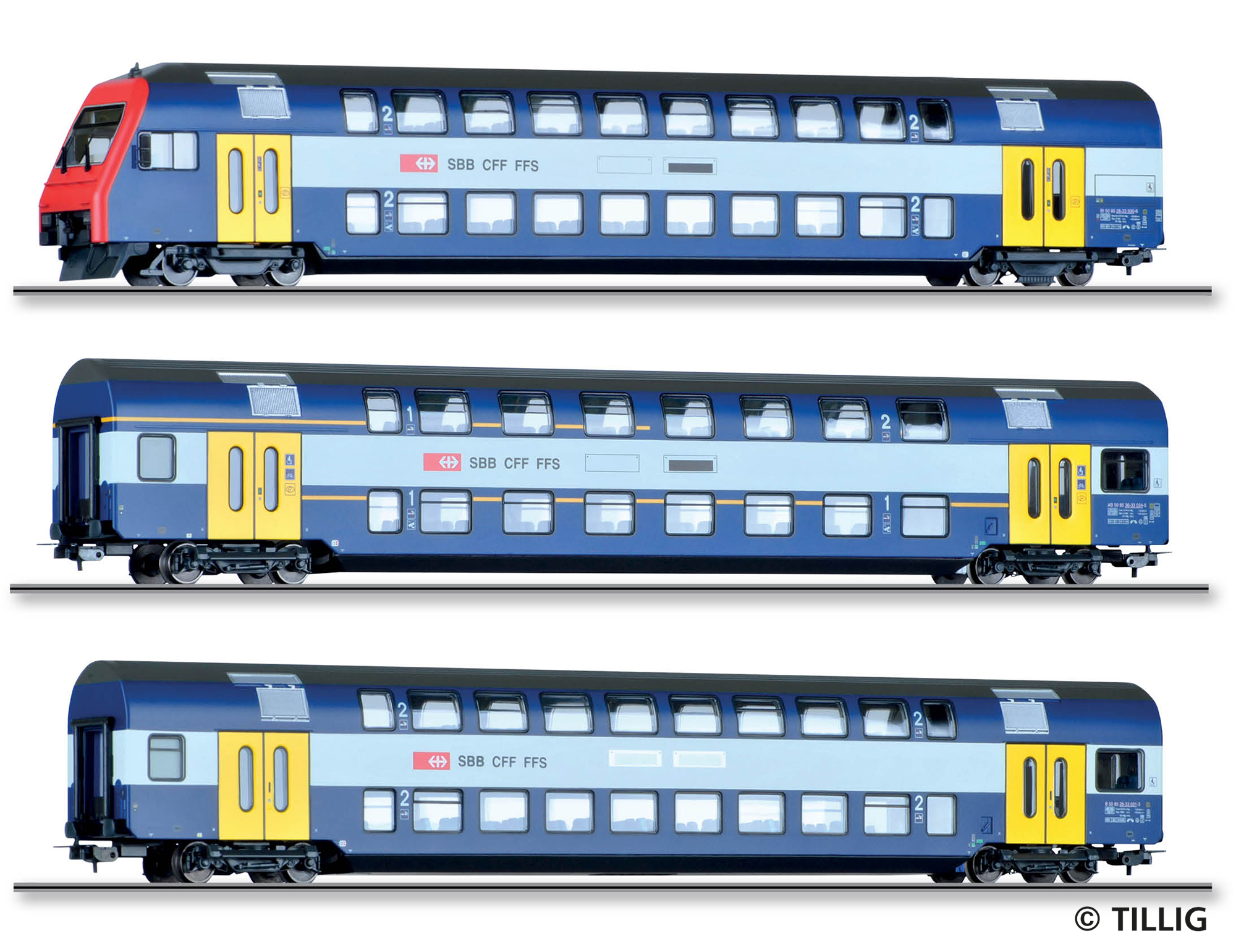 Tillig 70065 SBB Doppelstockwagen-Set 3-tlg. Ep.5