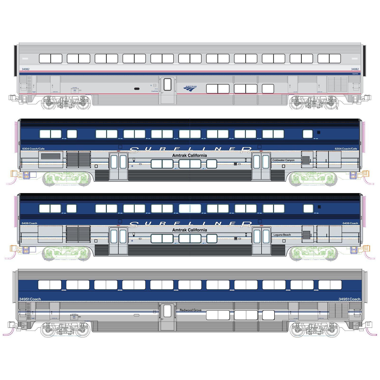Kato 106-9002 Amtrak Surfliner Personenwagen-Set Ep.6