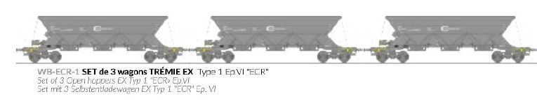 REE Modeles WB-ECR-1 ECR Selbstentladewagen-Set 3-tlg. Ep.6