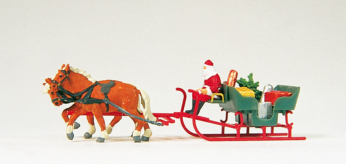 Preiser 30448 Schlitten, Weihnachtsmann, Pakete,