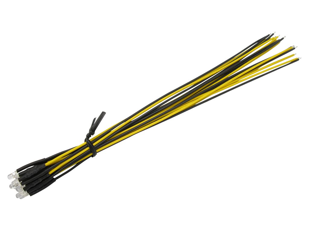51206 10 Stück LED 3mm klar mit Anschlusskabe
