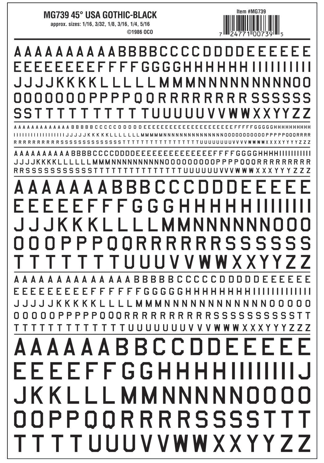 WMG739 Buchstaben amerikanischer Typ, schwarz