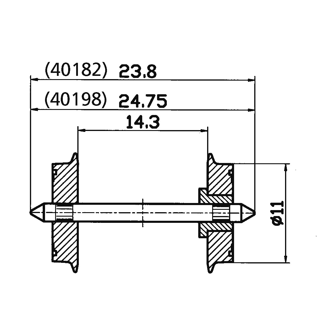 40198 Gleichstrom NEM-Normradsatz 11x24,75 mm
