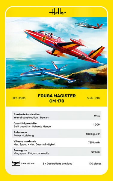 Heller 30510 FOUGA CM. 170 Magister