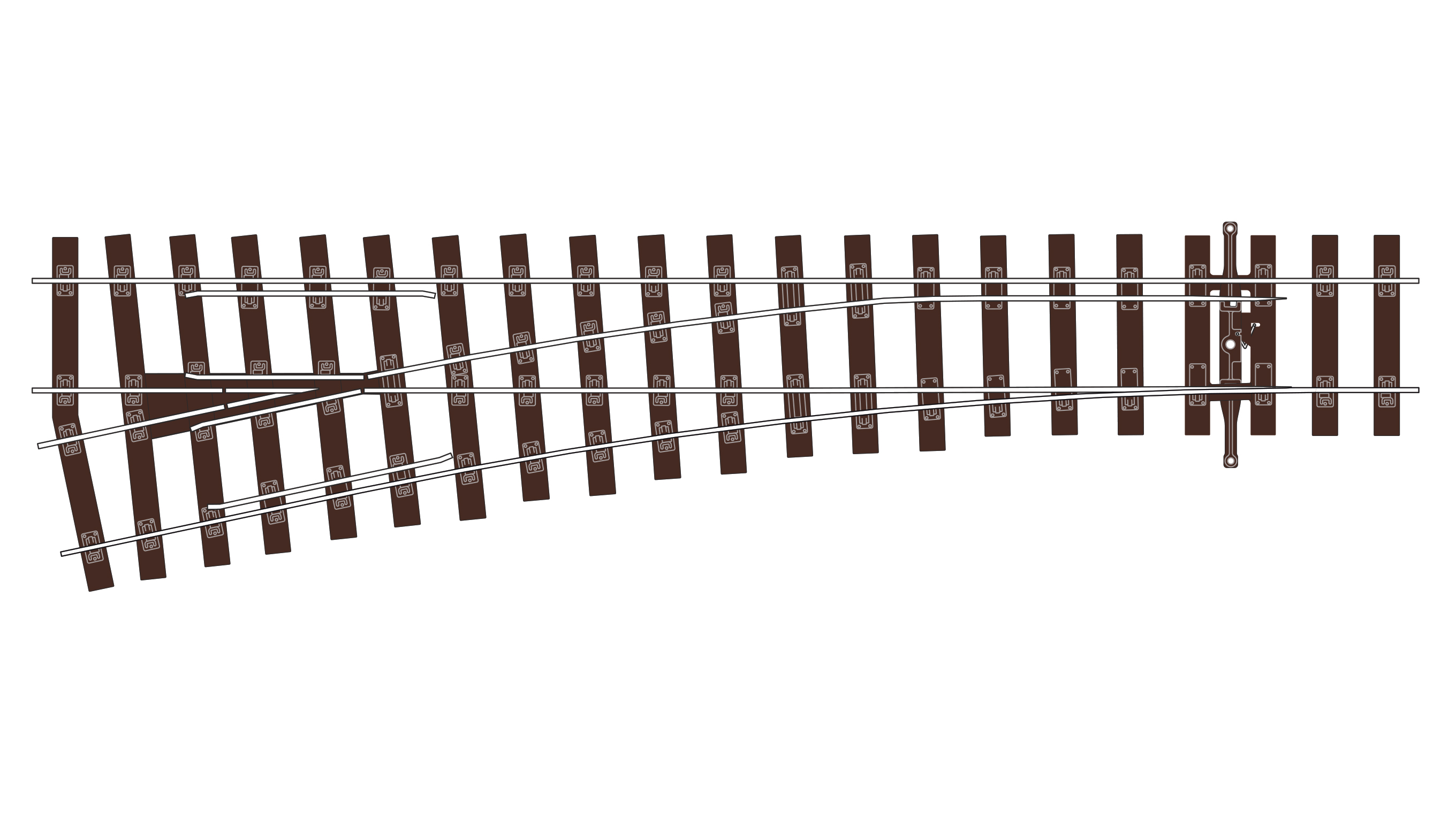 SLU1196 C75 BH Weiche links R914 mm, 12°, UNI