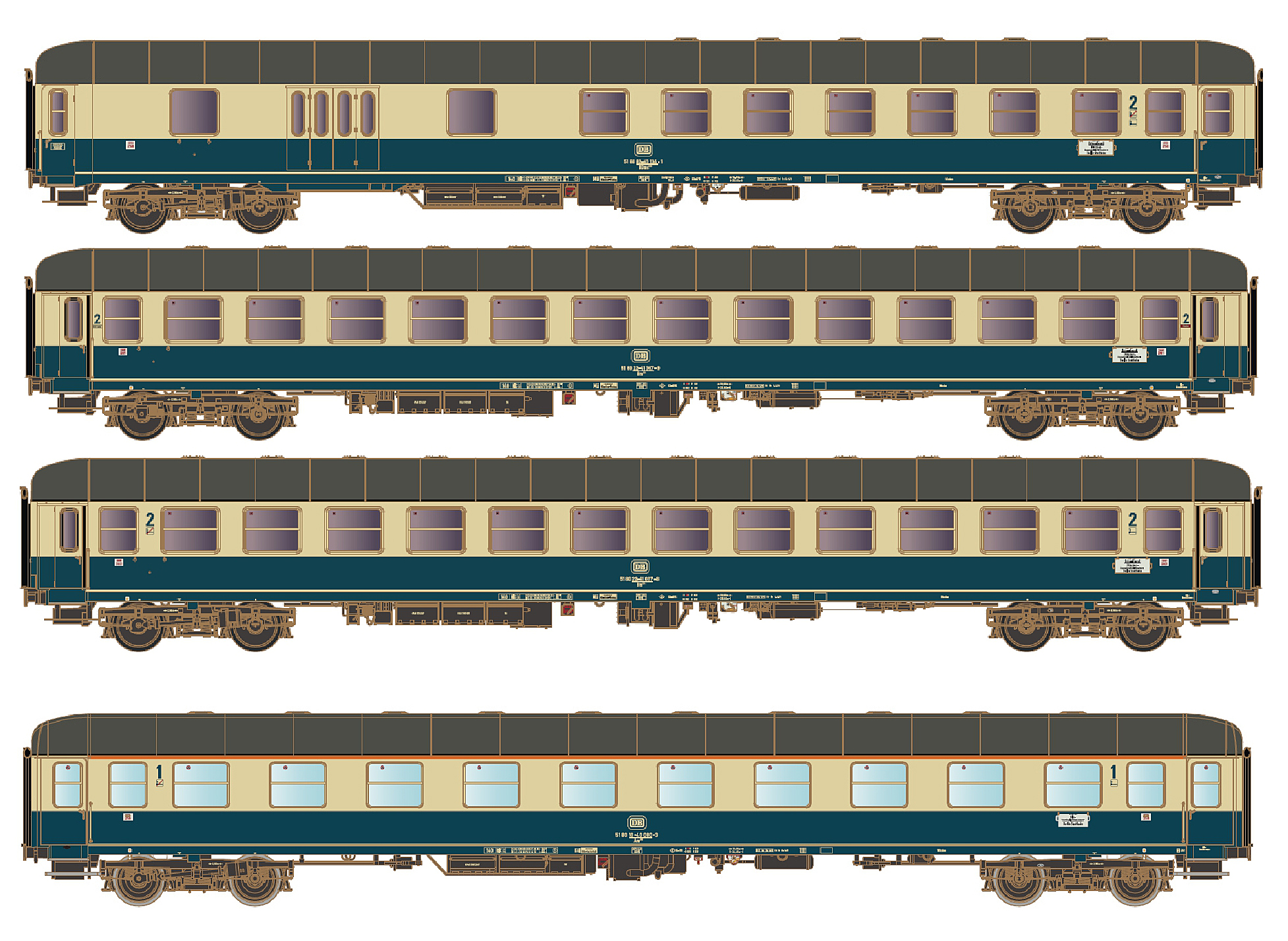 43050 DB Reisezugwagen-Set A D351 4-tlg Ep.4