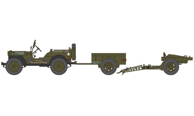 Airfix 02339 Willys Jeep, Trailer & 6PDR Gun