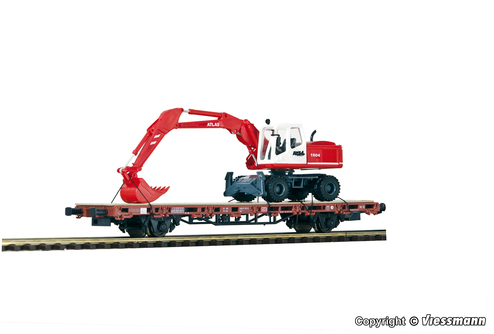 Kibri 26258 Niederbordwagen mit Atlas Radbagger