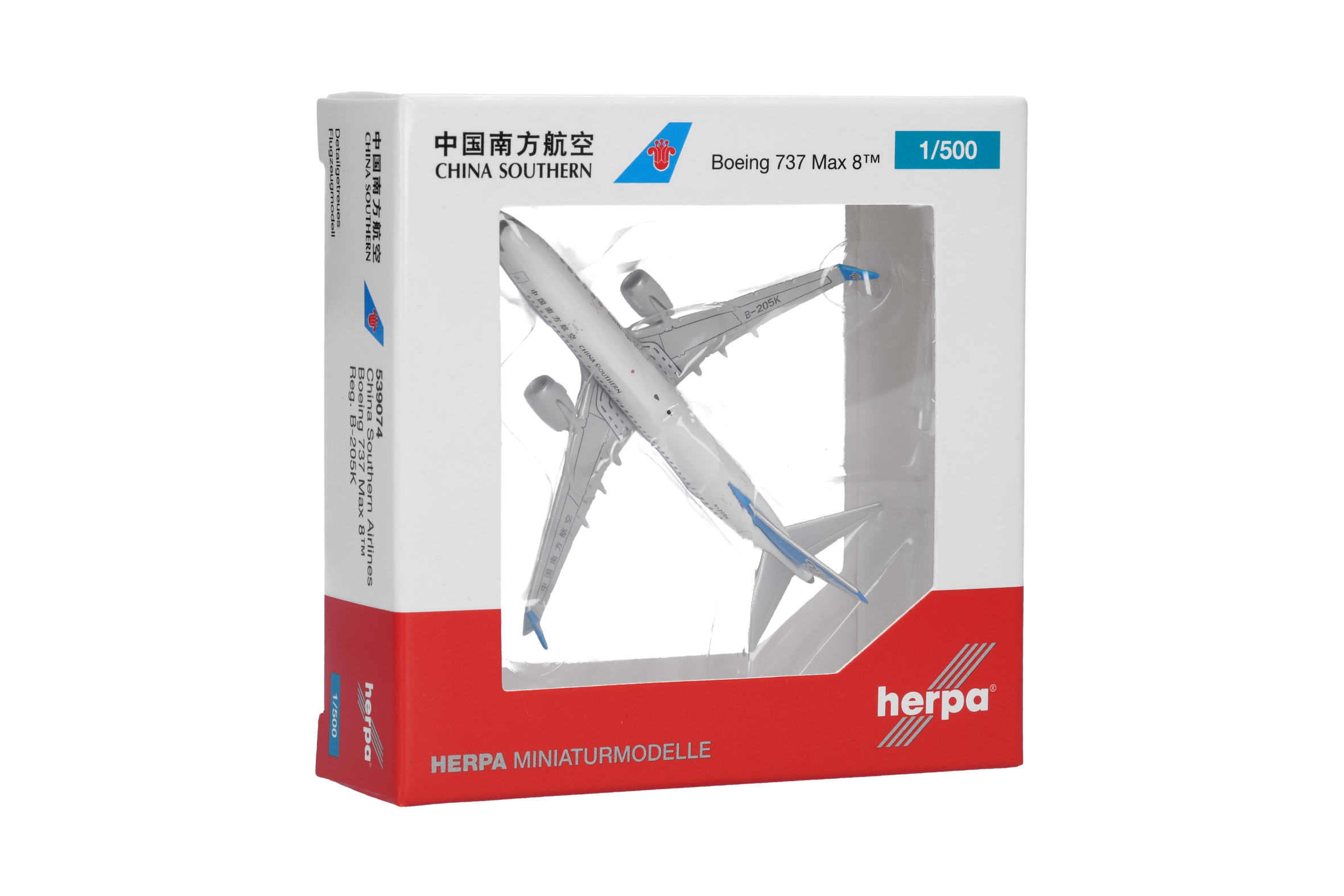 Herpa 539074 Boeing 737 Max8 China Southern Airlines