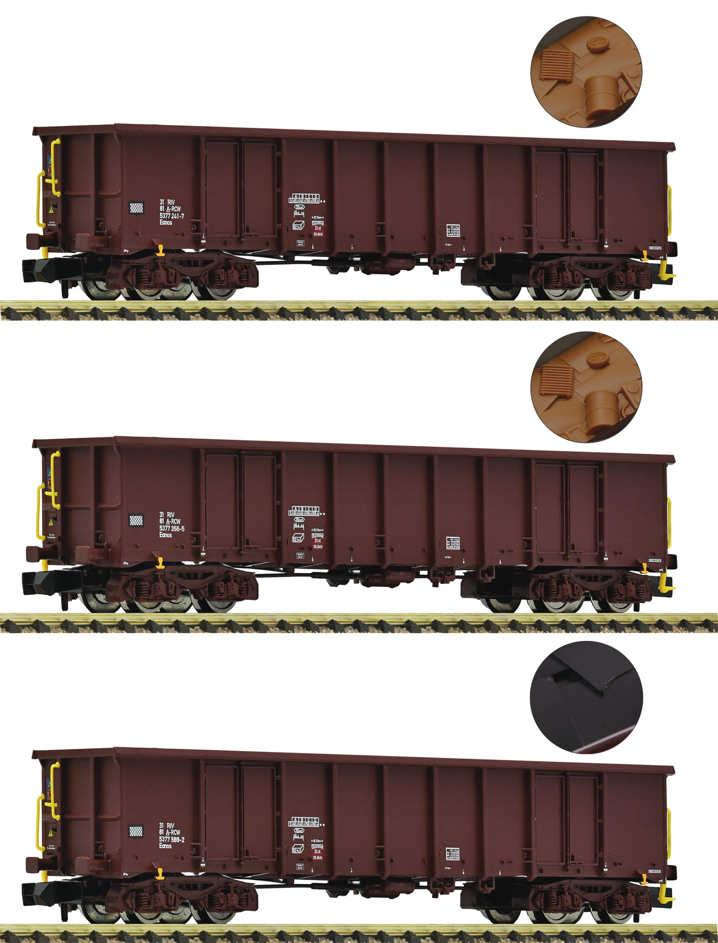 6660074 ÖBB off. Güterwagen Eanos Set 3tlg. Ep.6