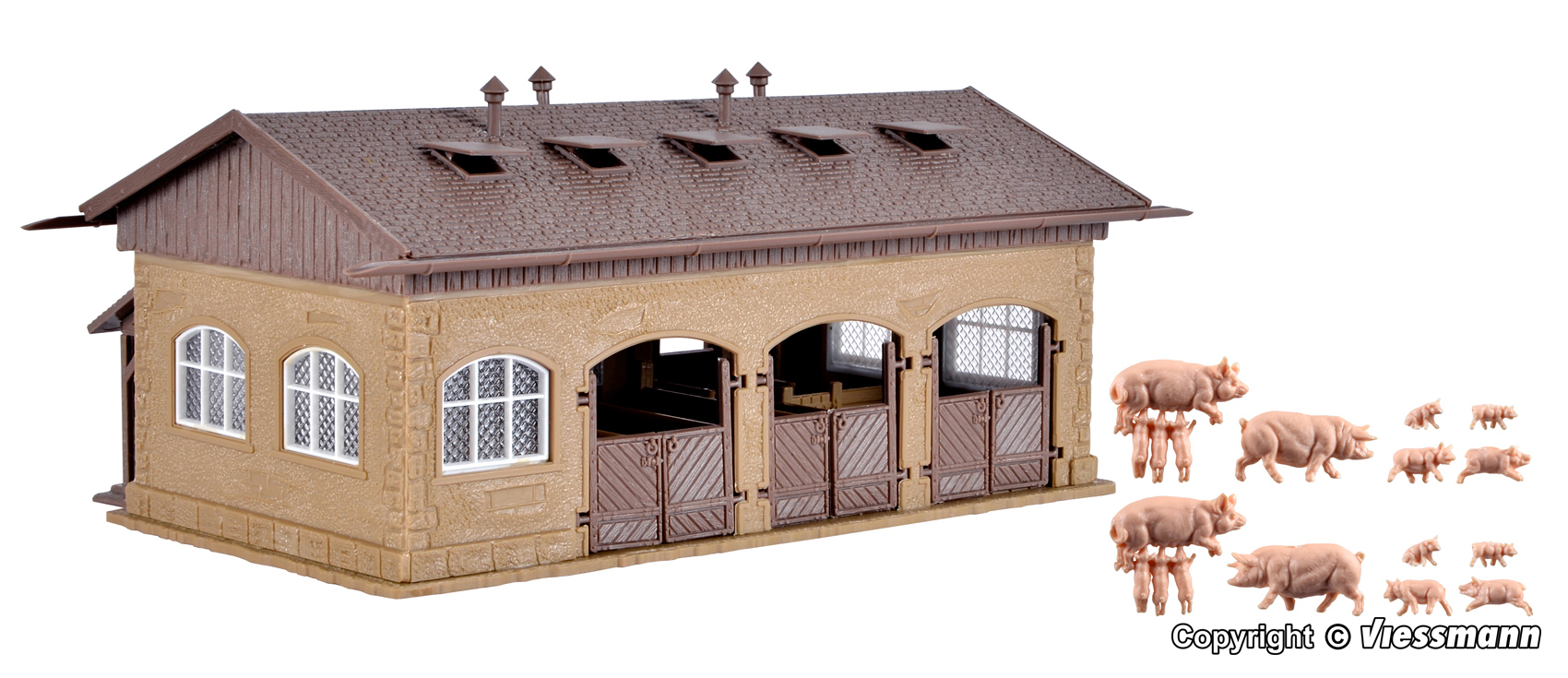 43740 Schweinestall mit Schweinen