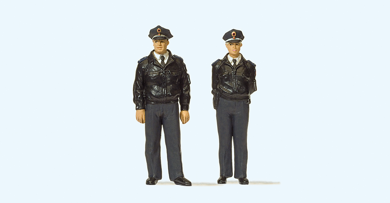Preiser 65364 Polizisten stehend. Blaue Uniform. BRD