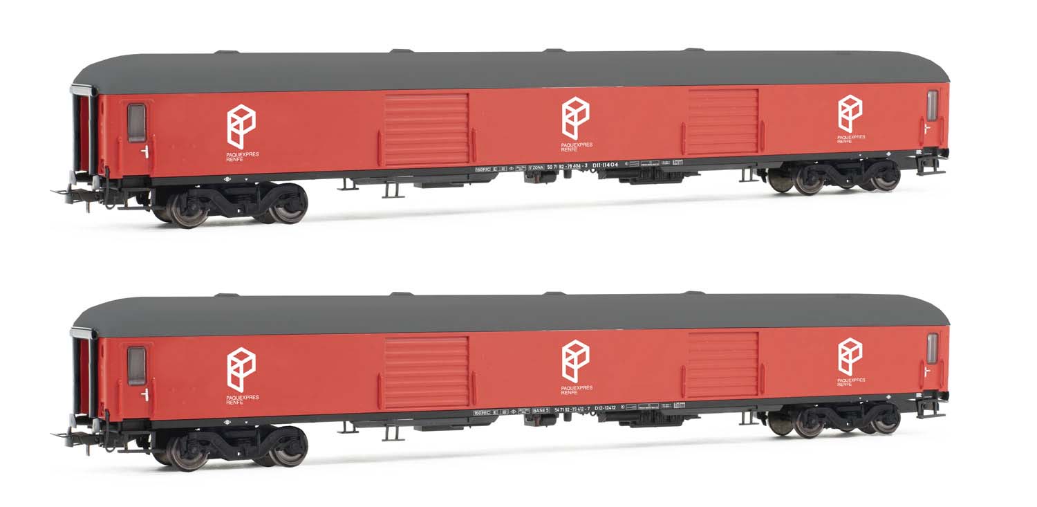 HE4001 RENFE, 2er-Set Gepäckwagen DD-8100, rot