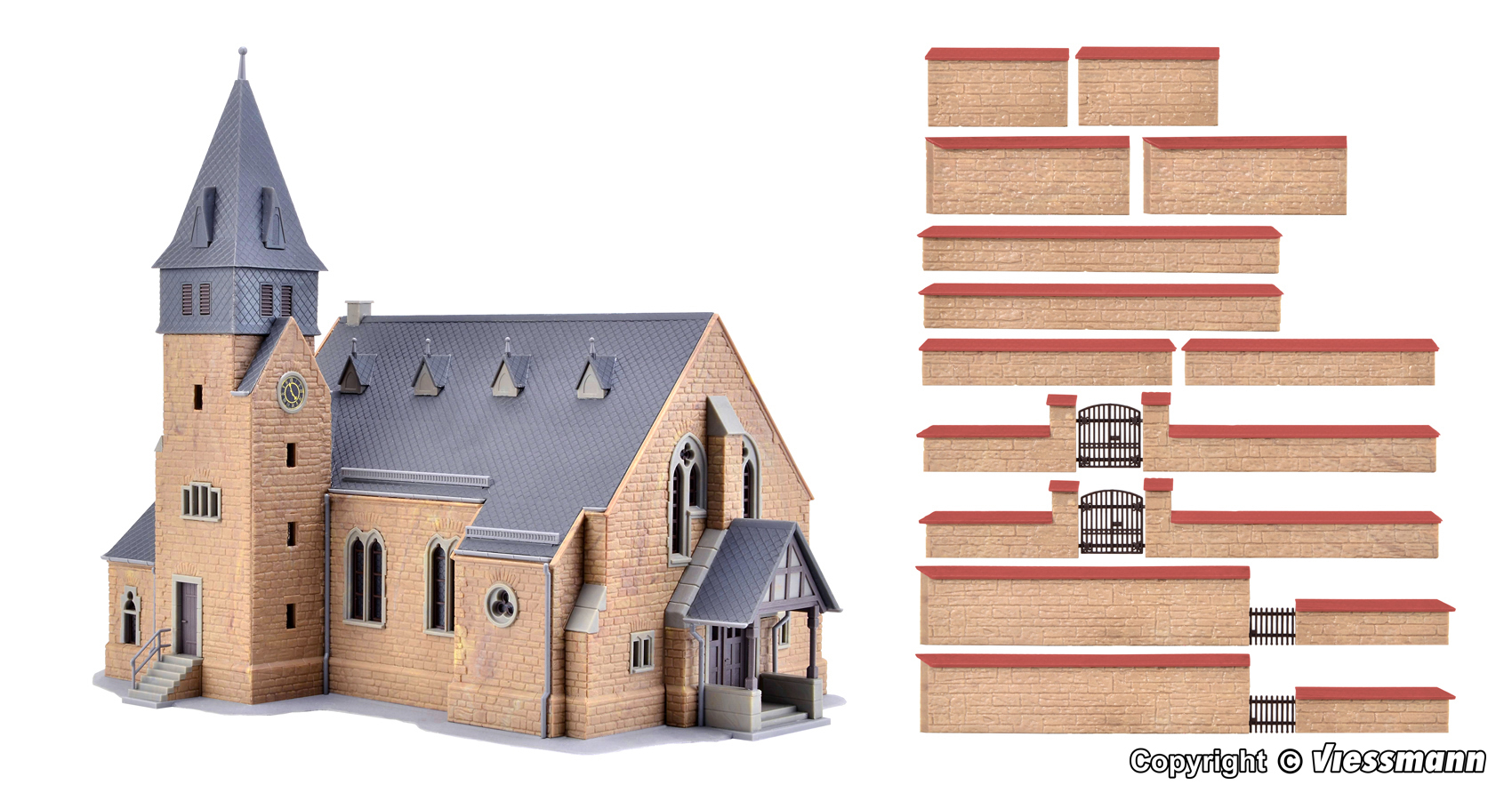 Kibri 39766 Kirche mit Mauer aus dem Westerwald